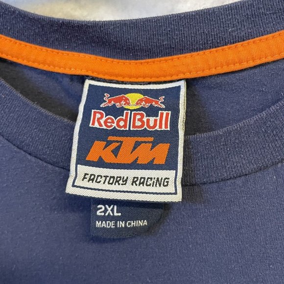 Red Bull KTM Factory Racing T Shirt Mens 2XL Motocross Color Block Blue Orange. - Picture 7 of 9